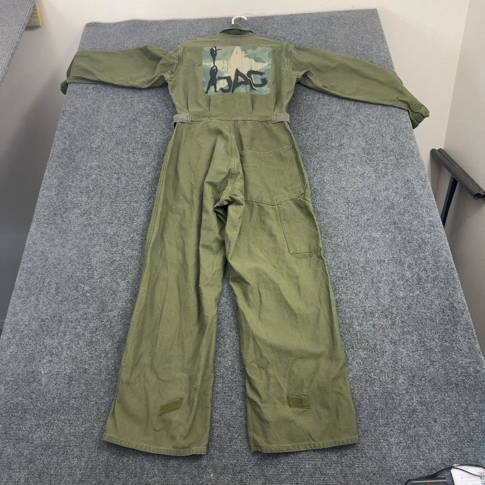 Vintage Gibraltar Coveralls Men Small Green Cotton Sateen Graphic Workwear Style